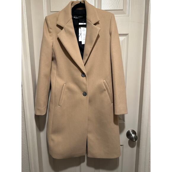 Zara Jackets & Blazers - ZARA Woman New Wool Blend Coat Menswear Style Camel Size S NWT